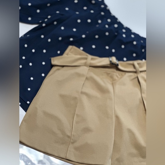 Navy Polka Dot Off-Shoulder Top - Picture 2 of 8